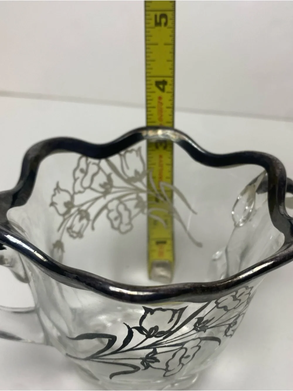 Vintage Duncan & Miller Canterbury‎ Sugar & Creamer Set Floral Silver Rim